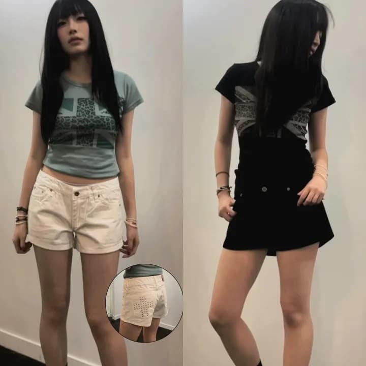 주머니 버드 나무 못 캐주얼 일상 데님 반바지 이미지 4