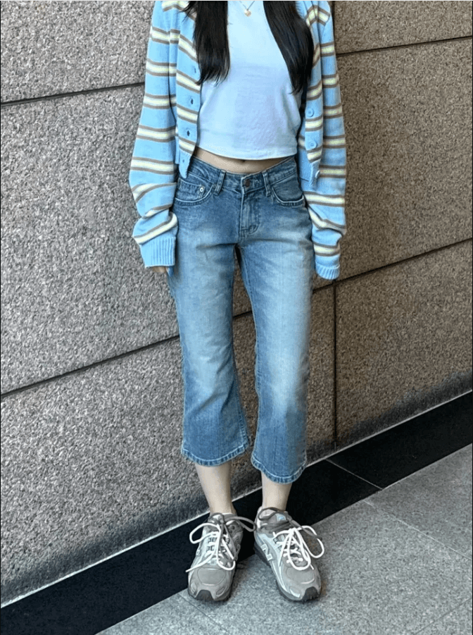 지금 타이트 로우 웨이스트 부츠컷 7 점 청바지 이미지 4