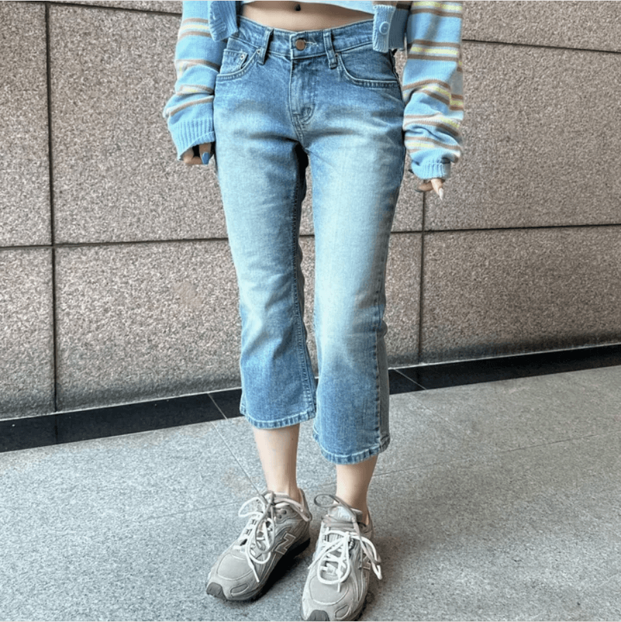 지금 타이트 로우 웨이스트 부츠컷 7 점 청바지 상세 이미지 12