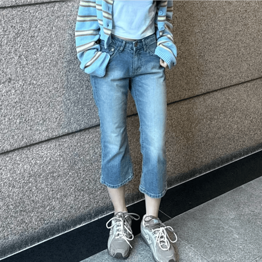 지금 타이트 로우 웨이스트 부츠컷 7 점 청바지 상세 이미지 13