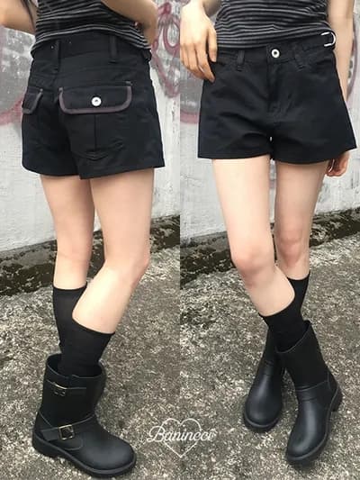 문신 패치워크 색상 버튼 비 조정 반바지 3 색 상세 이미지 2