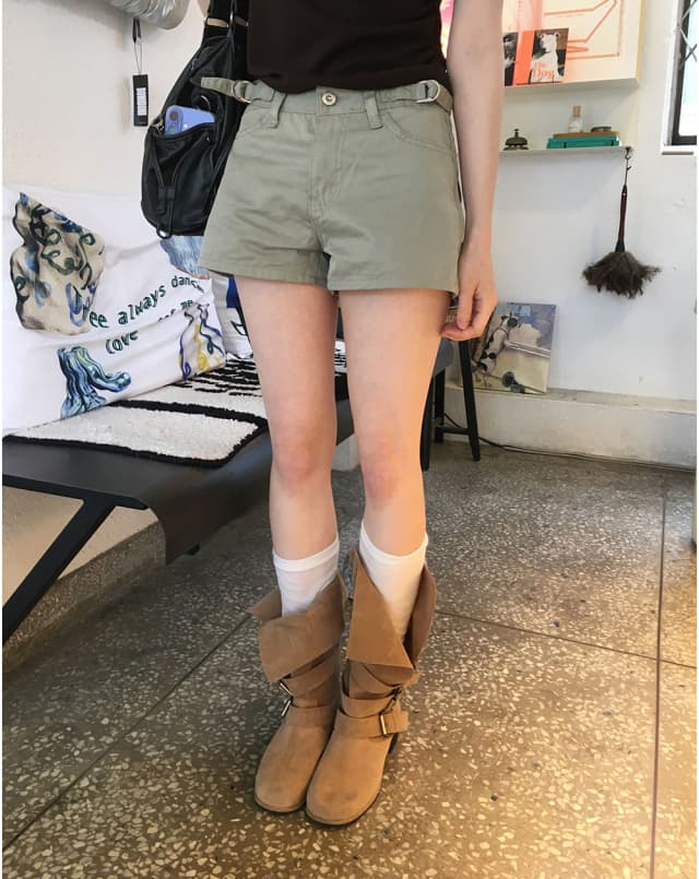 문신 패치워크 색상 버튼 비 조정 반바지 3 색 상세 이미지 9