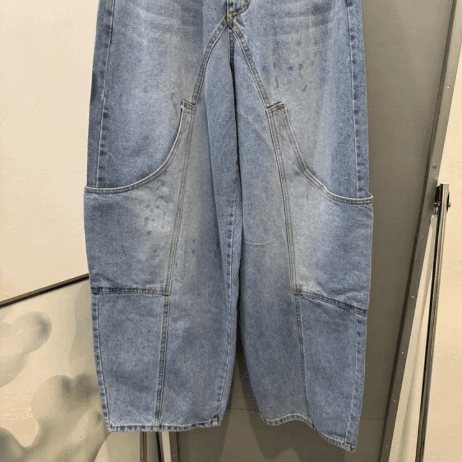 지금 아메리칸 레트로 빅 포켓 모통이 칼 워크웨어 팬츠 데님 캐주얼 긴 바지 상세 이미지 8