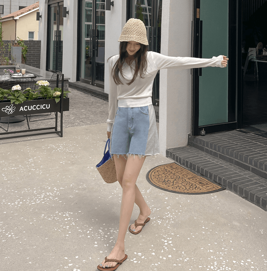 지금 다용도 패치워크 캐주얼 반바지 상세 이미지 35