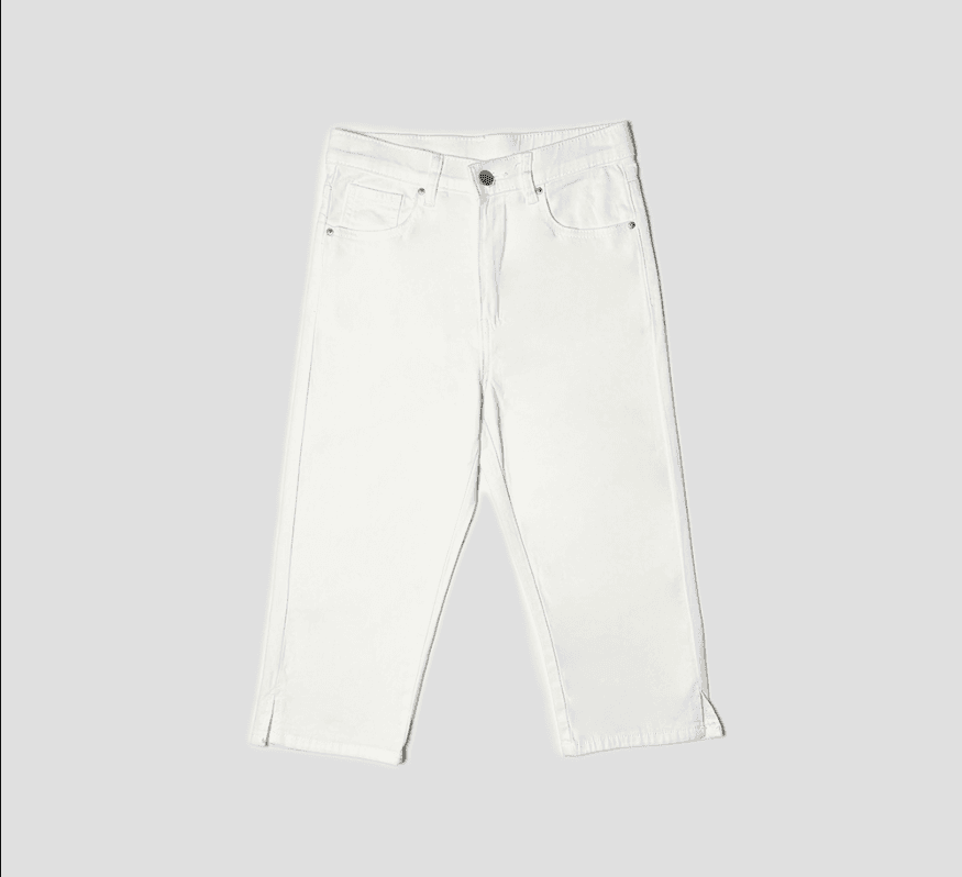 지금 하이웨이스트 슬림해 보이는 주머니 다용도 바지 트임 신축성 데님 7 점 반바지 상세 이미지 44