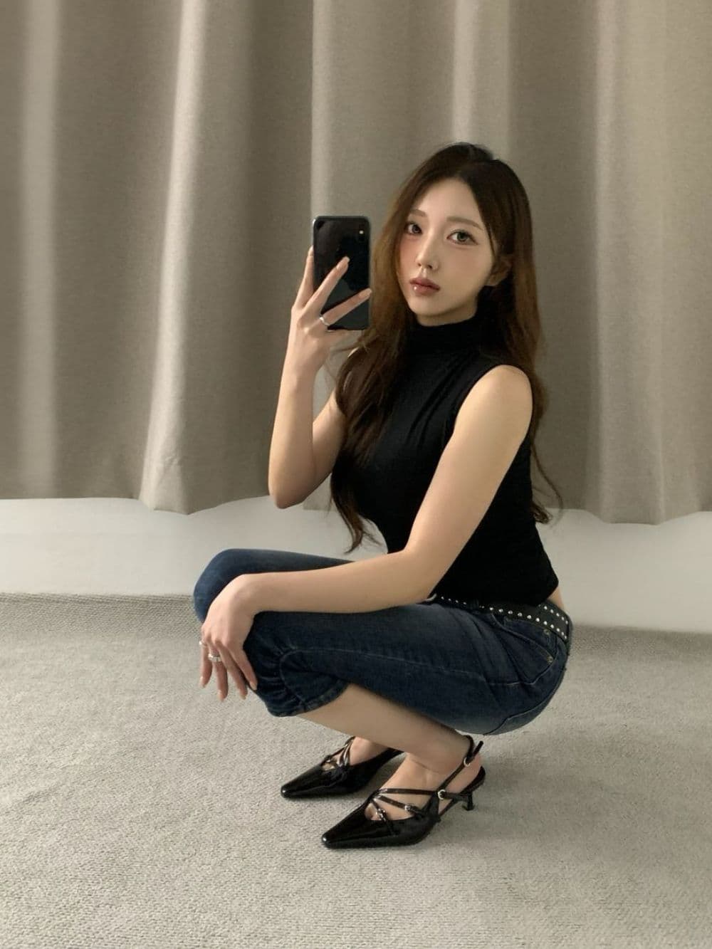 대 물품 있음 밖으로 다용도 타이트 팬츠 바닥 주름 디자인 무릎 아래 데님 7 점 반바지 상세 이미지 20