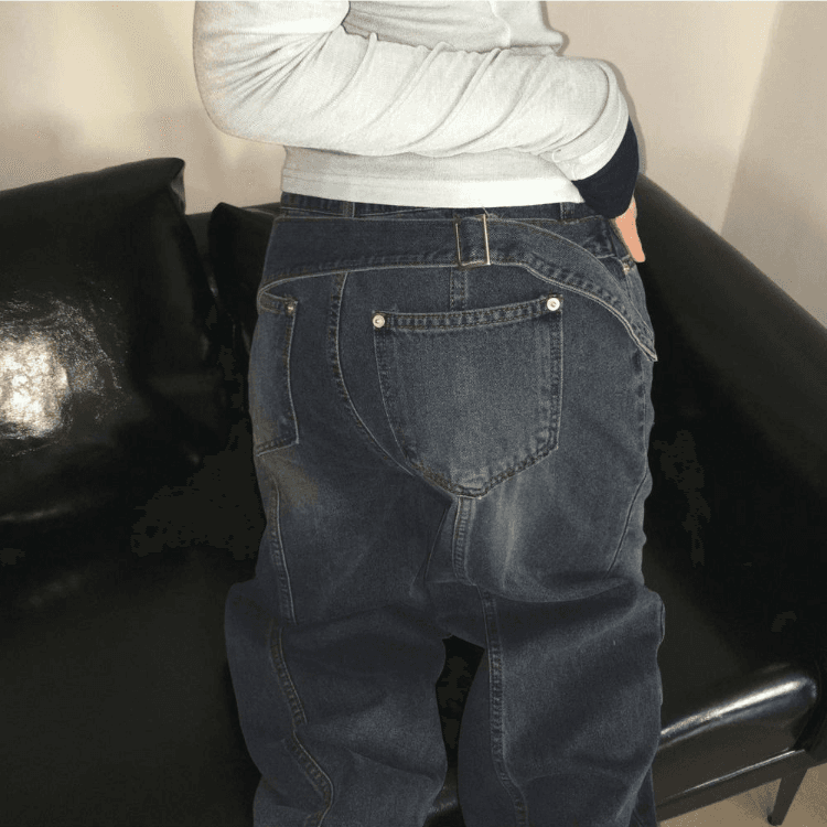 둘 색상 지금 고급 워시 물 블랙 회색 파란색 허리 잘 생긴 잘 생긴 ~ 중 넓은 다리 캐주얼 청바지 상세 이미지 11