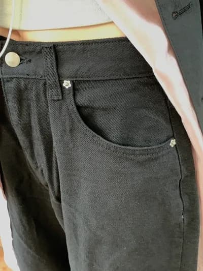 지금 꽃 자수 패치 풍선 루즈핏 청바지 상세 이미지 4