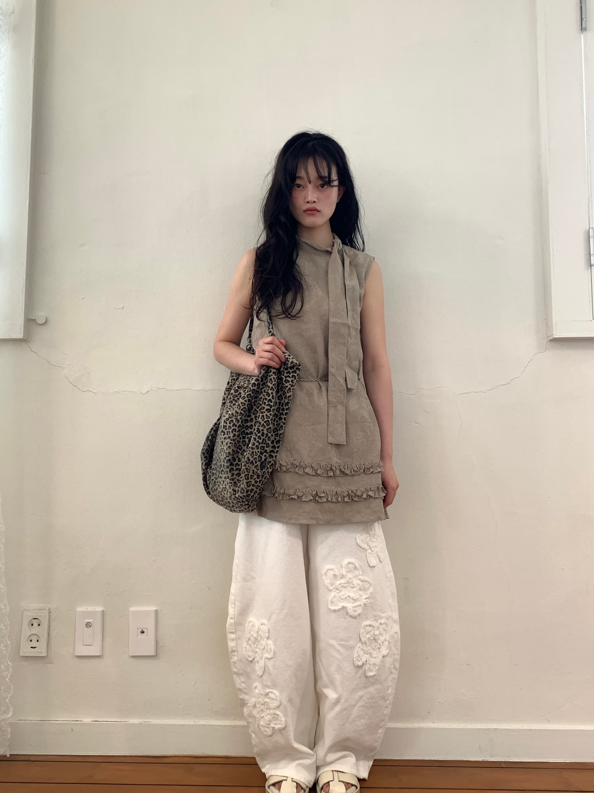 지금 꽃 자수 패치 풍선 루즈핏 청바지 상세 이미지 11