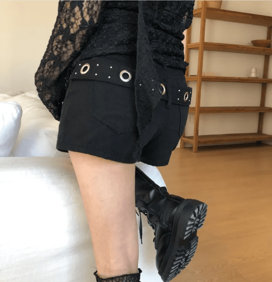지금 핫걸 바람 징 옥수수 눈 단색 다용도 반바지 이미지 2