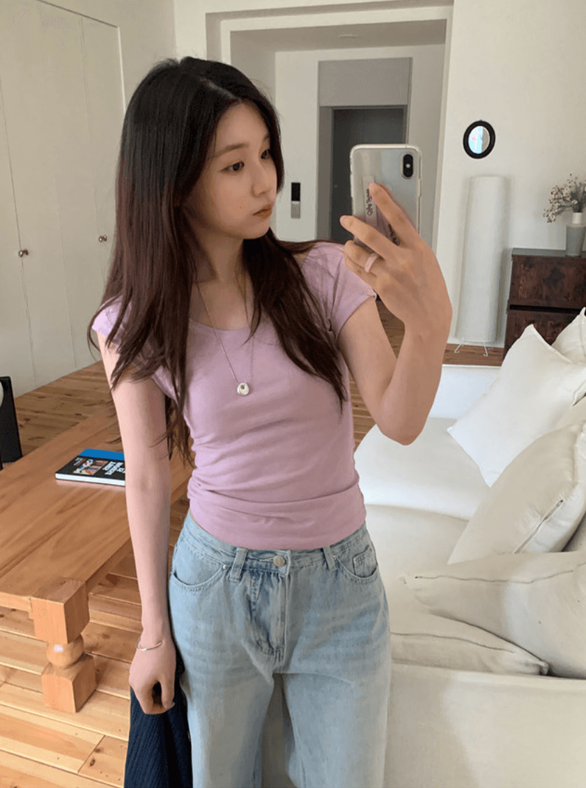 지금 여름 밝은색 하이웨이스트 슬림해 보이는 다리 길이 워싱 데님 긴 바지 여성 상세 이미지 8