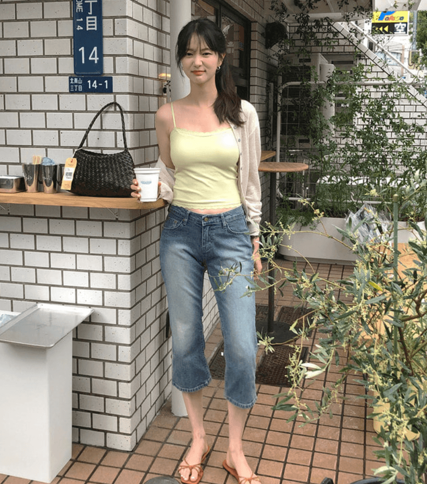지금 66893# 워싱 마 오래된 몸매 가꾸기 신축성 데님 7부 바지 바지 이미지 4