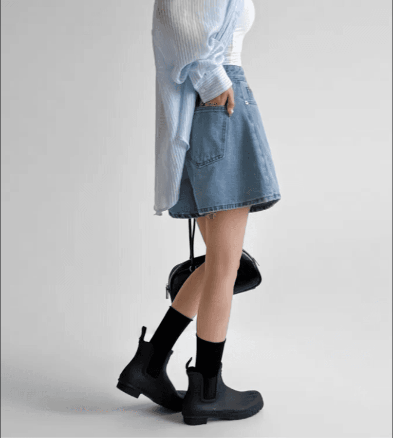 4 가지 색상 지금 26 레트로 워싱 바늘 Pleat 루즈핏 마 오래된 넓은 다리 데님 반바지 상세 이미지 9