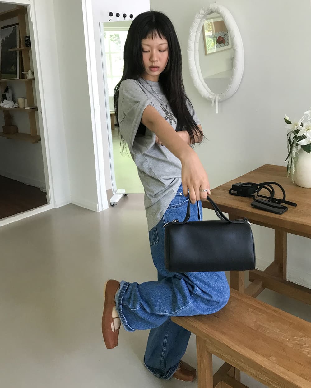 지금 클래식 루즈핏 넓은 다리 청바지 상세 이미지 2
