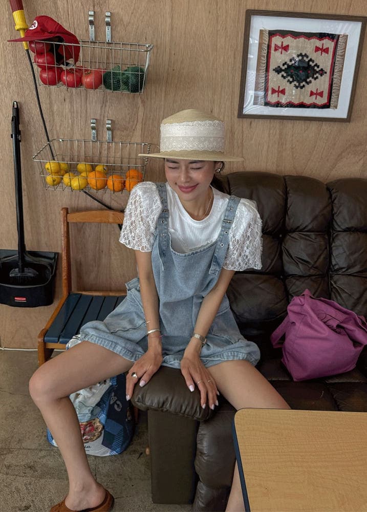 여름 측면 주머니 데님 멜빵 드레스 장난기 넘치는 연령 감소 외국 가스 멜빵 스커트 여성 상세 이미지 1