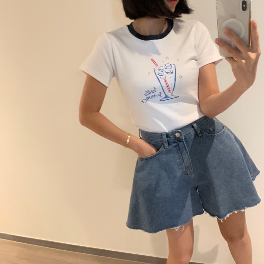 지금 루즈핏 와 성별 세련된 넓은 다리 데님 반바지 상세 이미지 19