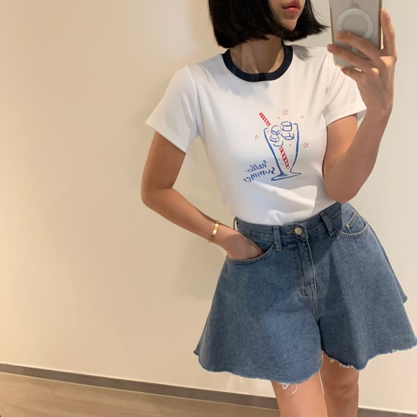지금 루즈핏 와 성별 세련된 넓은 다리 데님 반바지 상세 이미지 21