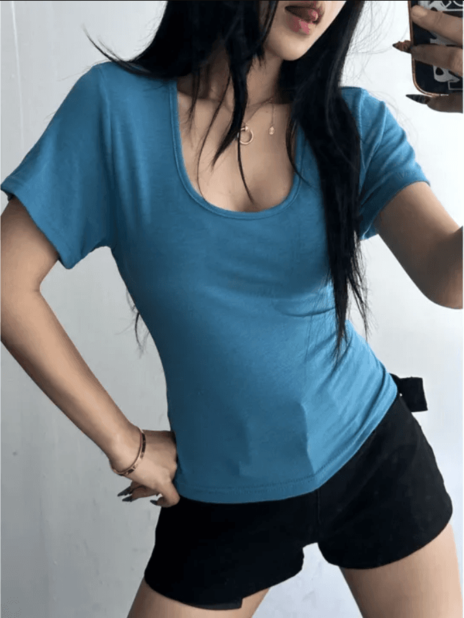 지금 작은 구멍 서클 버드 나무 못 디자인 단색 신축성 데님 반바지 상세 이미지 24