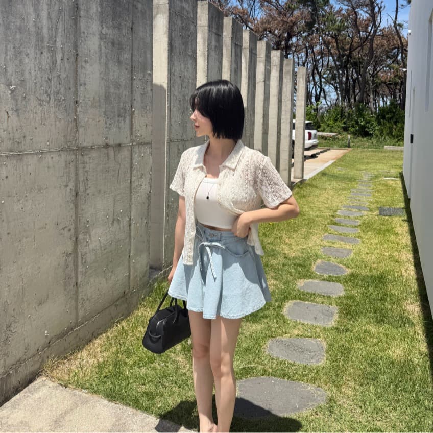 지금 패션 하이웨이스트 한 마디 넓은 다리 플리츠 도루 센스 캐주얼 데님 반바지 핫 바지 이미지 4