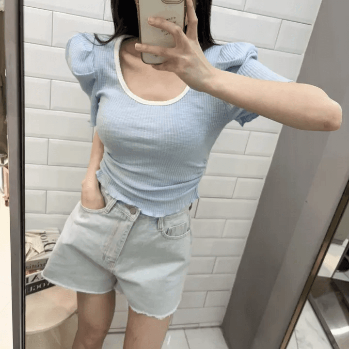 지금 캐주얼 인기도 추천 패션 주머니 슬림해 보이는 데님 반바지 여성 상세 이미지 2