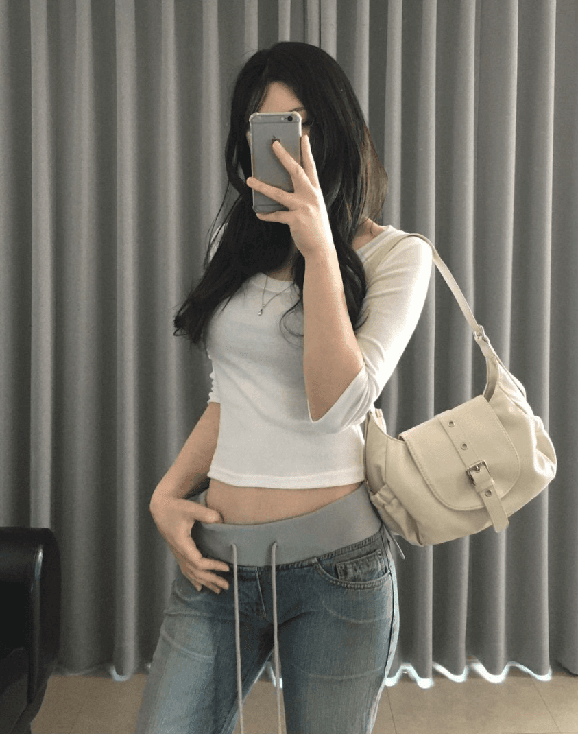 지금 얇은 스타일 원단 세련된 복잡한 허리밴드 리브 허리 머리 캐주얼 청바지 상세 이미지 12