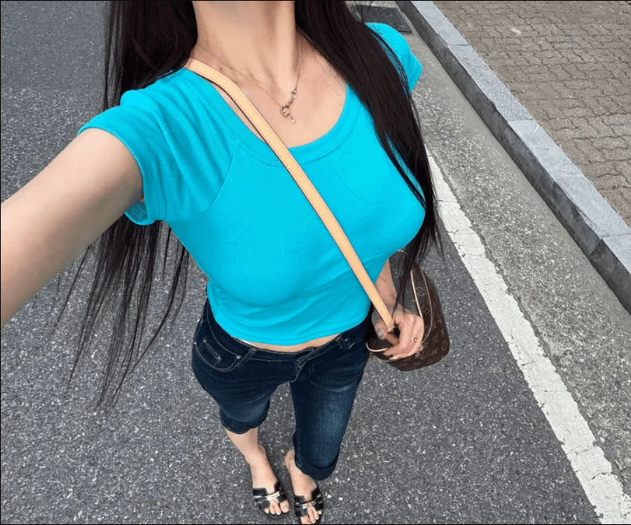 지금 펌프 Pleat 신축성 레트로 중 시안 워싱 표지 고기 7부 바지 청바지 상세 이미지 2