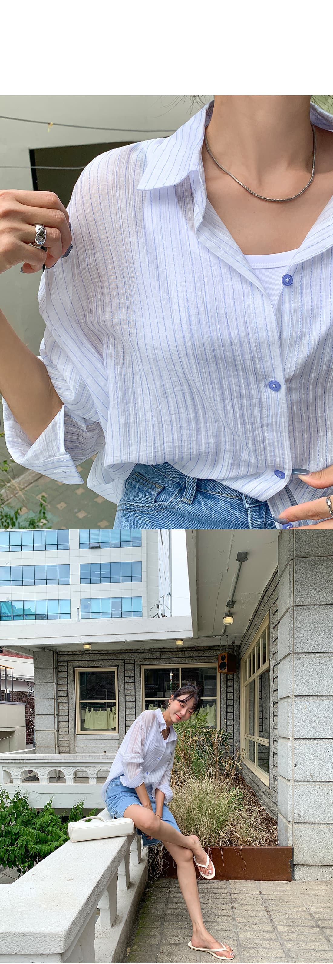 지금 워싱 하프 하이웨이스트 찢어진 부분 거친 가장자리 캐주얼 데님 반바지 상세 이미지 15