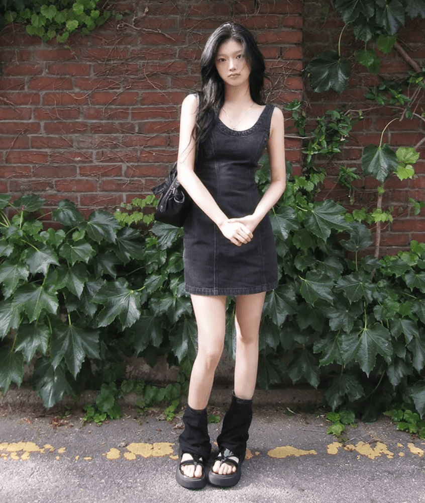 레트로 몸매 가꾸기 마 오래된 민소매 조끼 스커트 드레스 이미지 3