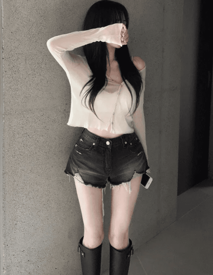 지금 어두운 색 밝은색 검정색 워싱 마 오래된 데님 반바지 핫 바지 상세 이미지 21