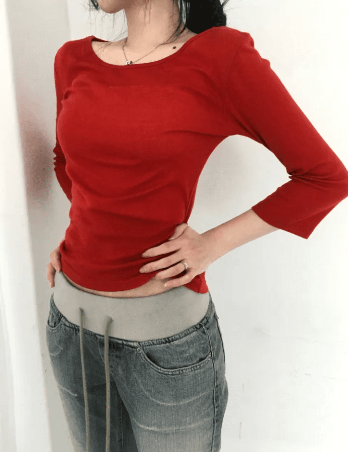 지금 패치워크 색상 허리 머리 패치워크 얇은 스타일 원단 부츠컷 몸매 가꾸기 데님 긴 바지 상세 이미지 4