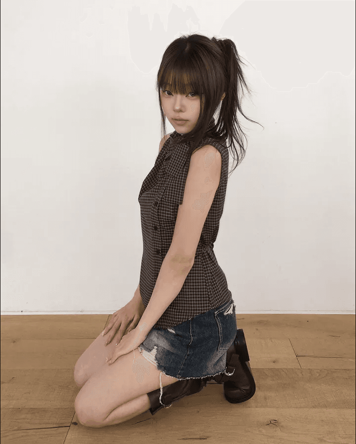 삼색 지금 레트로 워싱 찢어진 그리기 거친 가장자리 데님 반바지 상세 이미지 28