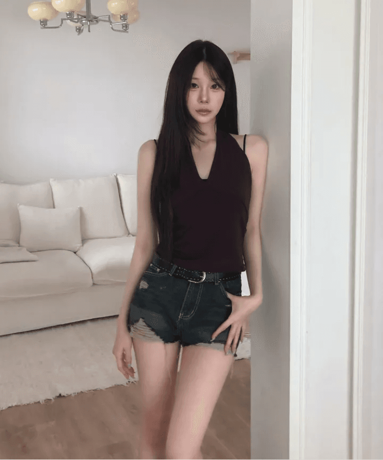 삼색 지금 피해를 주다 찢어진 부분 거친 가장자리 넓은 다리 데님 반바지 상세 이미지 8