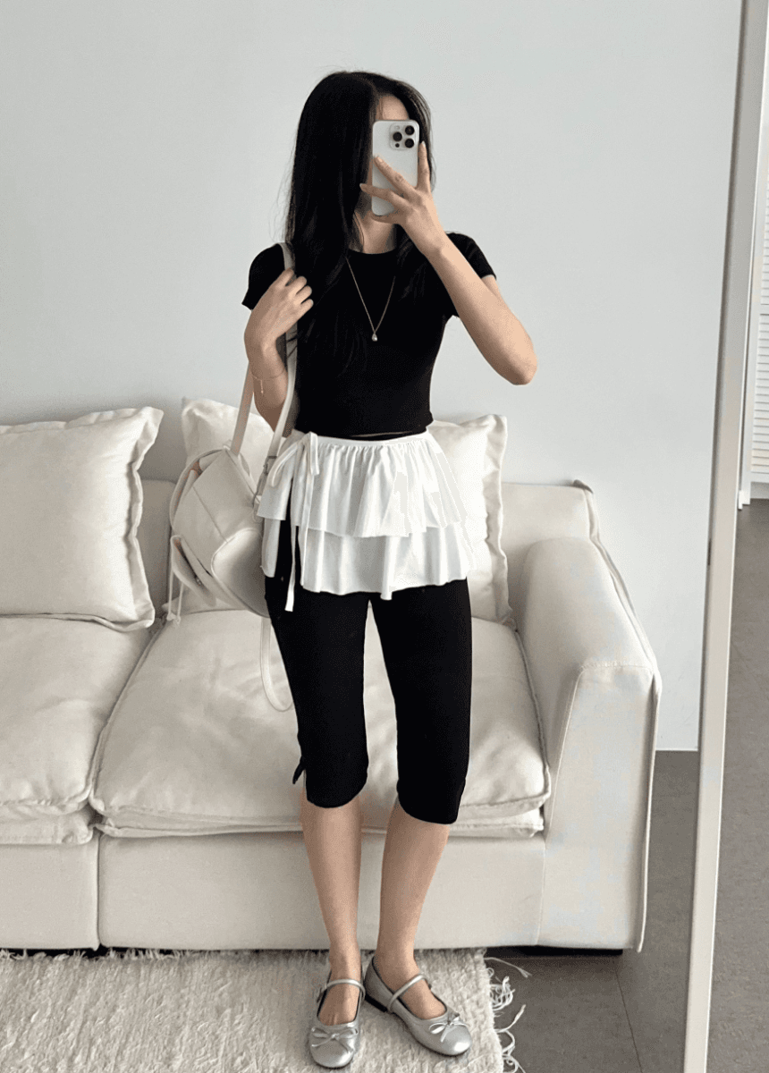 둘 색상 지금 여름 몸매 가꾸기 6 분 7 분 밑단 볼륨 측면 나이트 반바지 상세 이미지 17