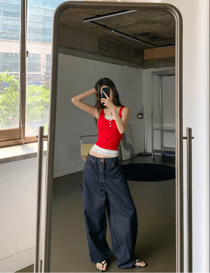 둘 색상 지금 단색 레트로 펌프 로프 빅 포켓 워크웨어 스트레이트 루즈핏 청바지 상세 이미지 12