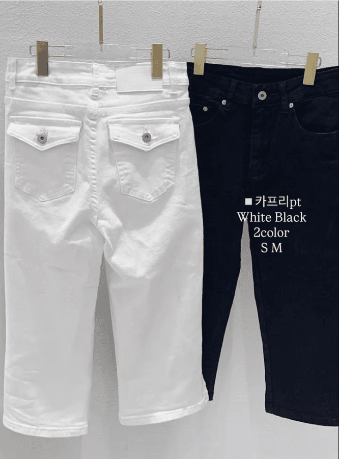 2 색 지금 바지 트임 수리 주머니 몸 타이트 7 점 데님 바지 반바지 상세 이미지 13