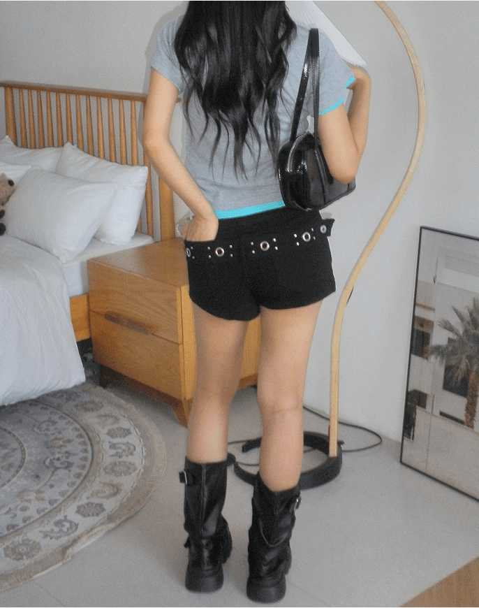 3 색 지금 이후 스트랩 데님 반바지 상세 이미지 22