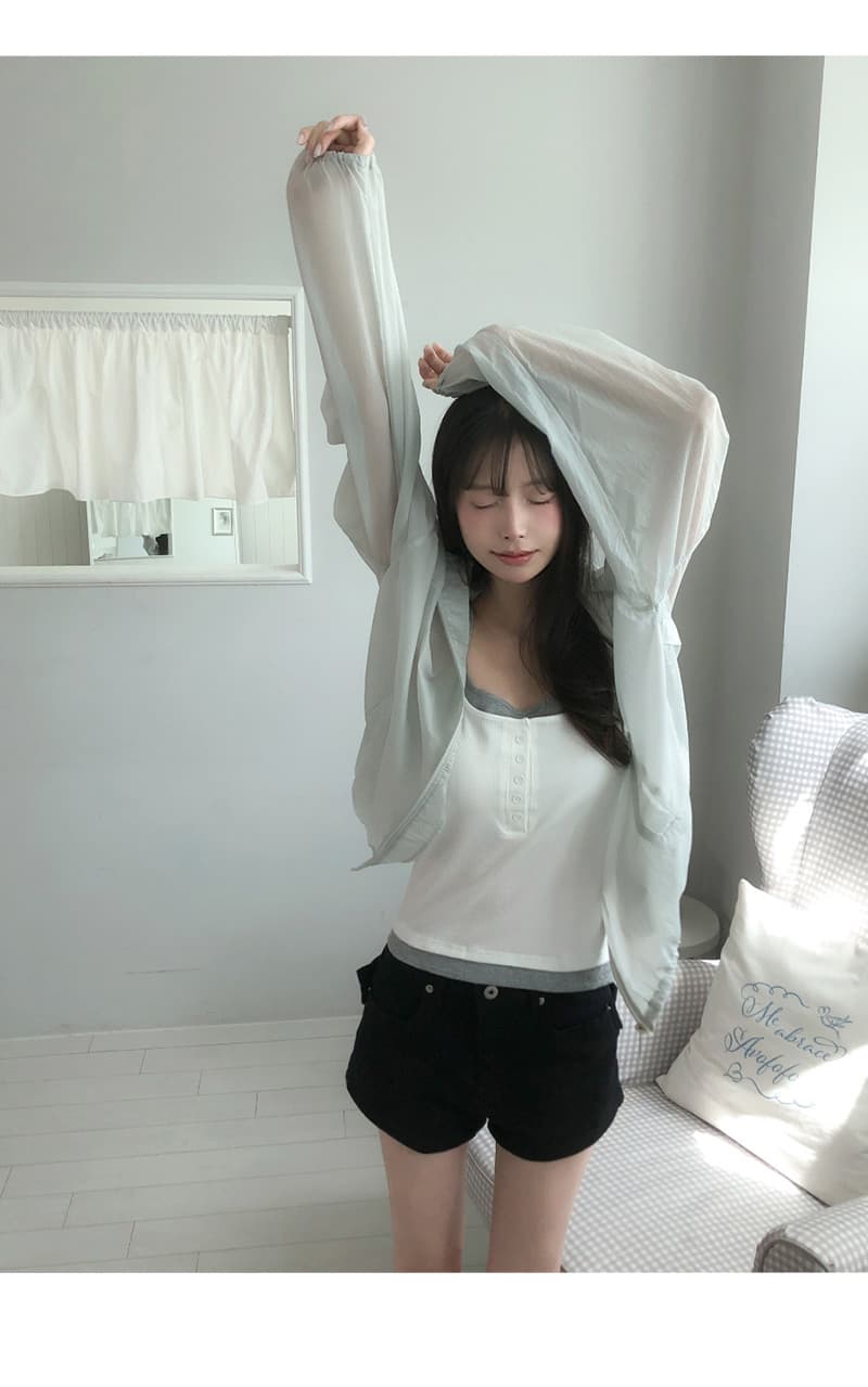 삼색 지금 벨트 디자인 데님 반바지 상세 이미지 4