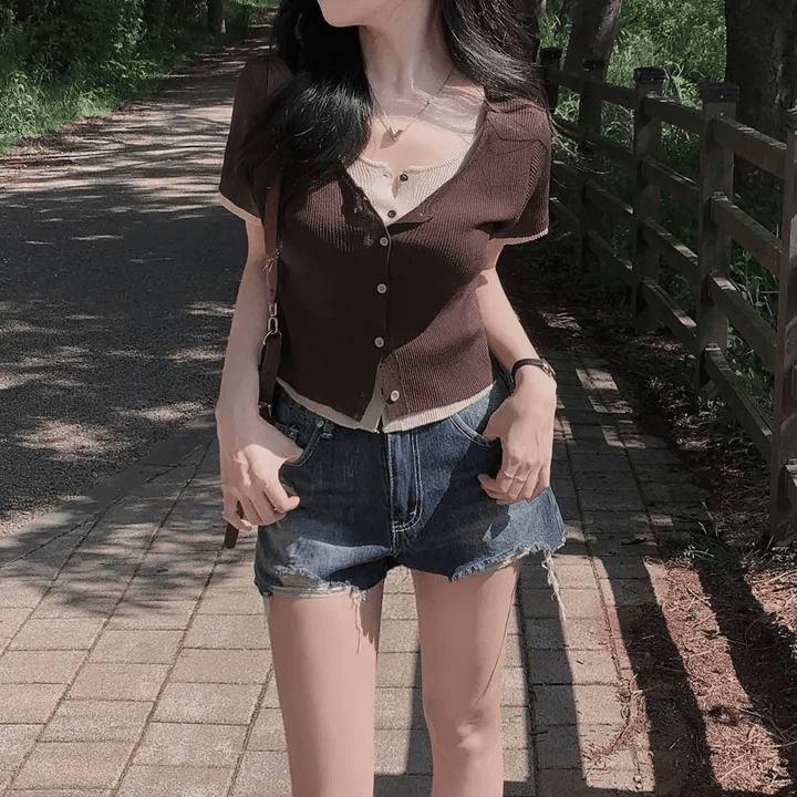 지금 워싱 마 오래된 데님 반바지 핫 바지 상세 이미지 6