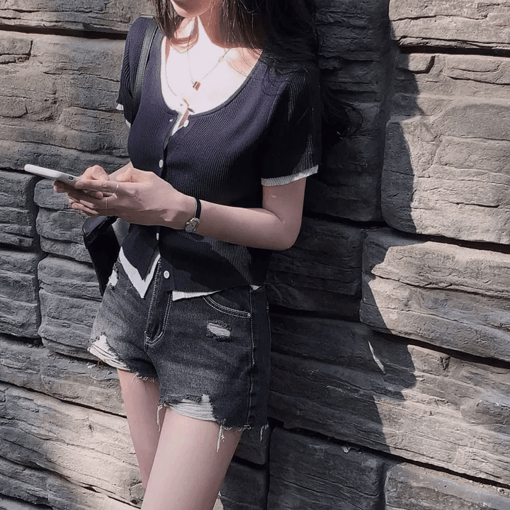 지금 워싱 마 오래된 데님 반바지 핫 바지 상세 이미지 22