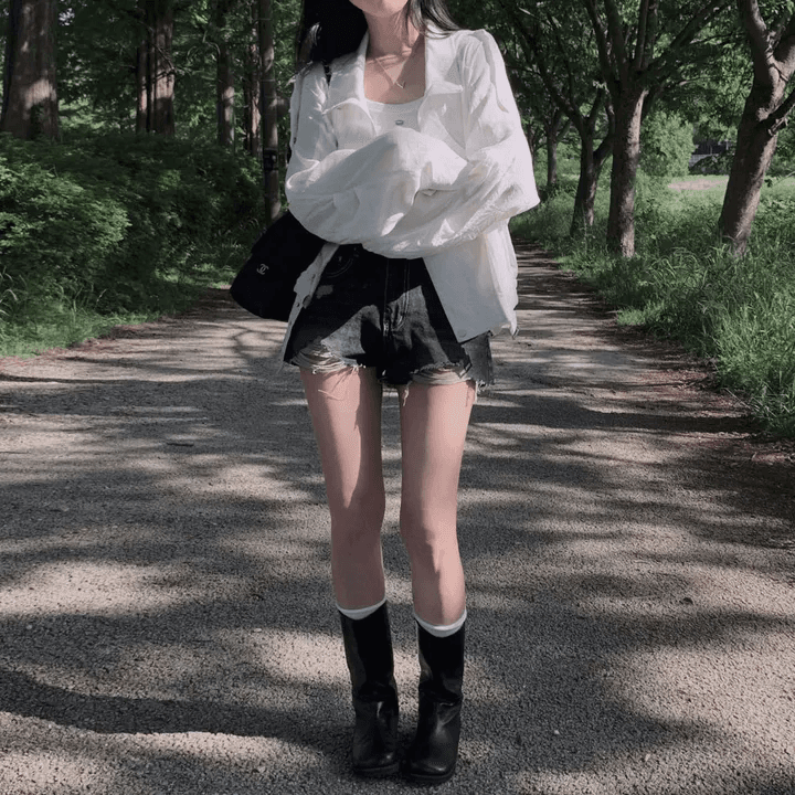 지금 워싱 마 오래된 데님 반바지 핫 바지 상세 이미지 34