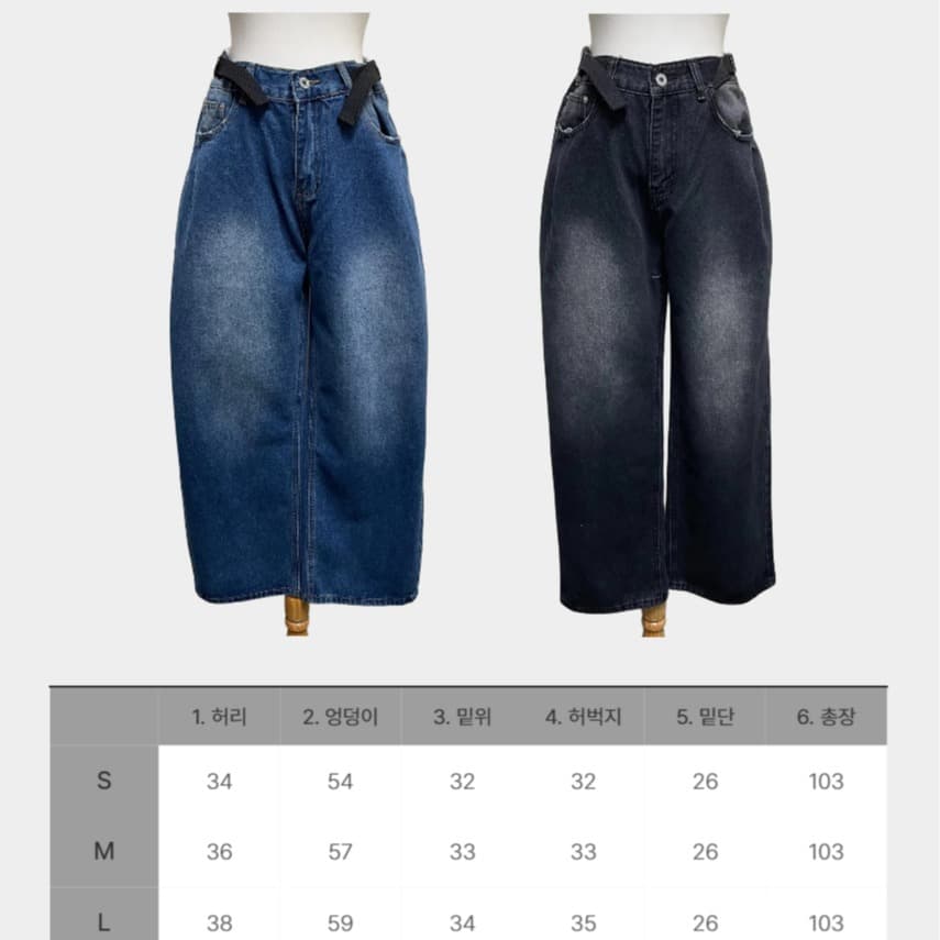 지금 레트로 하이웨이스트 조정 벨트 연삭 화이트 바늘 Pleat 넓은 다리 데님 긴 바지 이미지 5