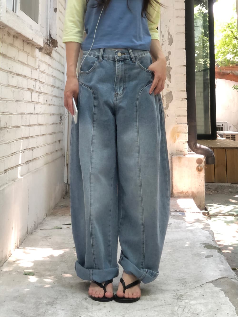 5 가지 색상 지금 열기 전단 와이드 다리 청바지