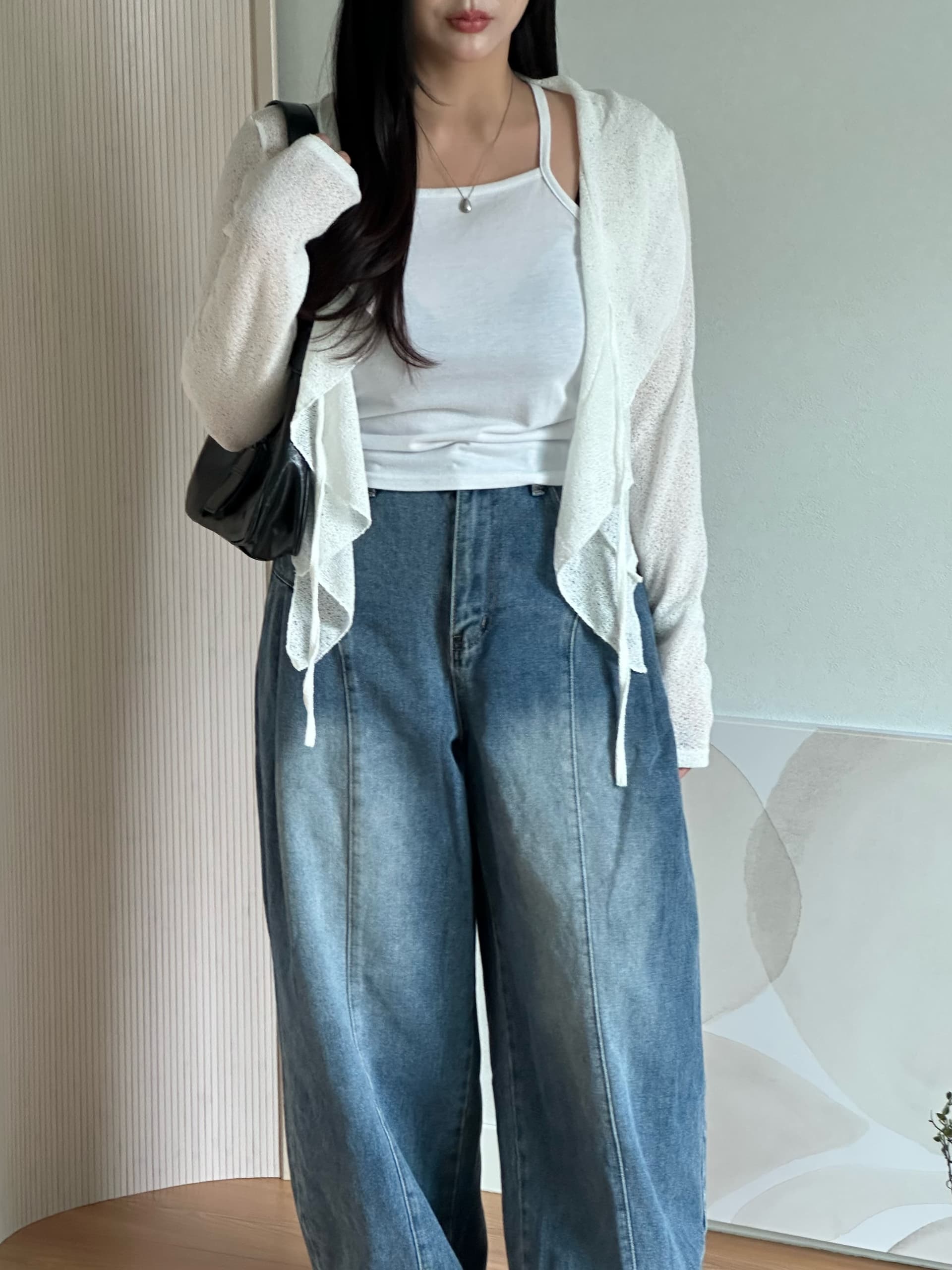 5 가지 색상 지금 거리 자르기 와이드 에디션 거품 소매 청바지 상세 이미지 5