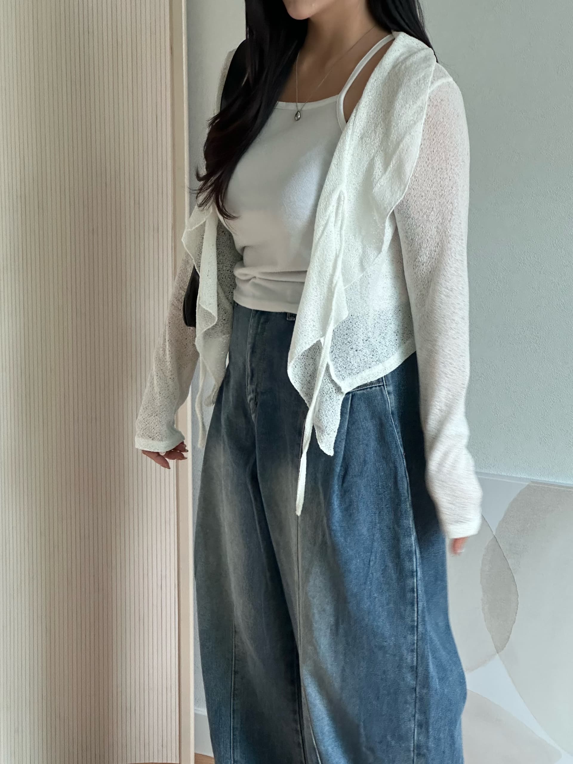 5 가지 색상 지금 거리 자르기 와이드 에디션 거품 소매 청바지 상세 이미지 10