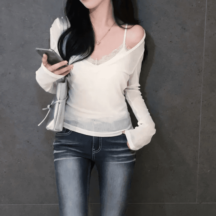 어두운 색 워싱 부츠컷 타이트 디스플레이 다리 길이 청바지 상세 이미지 14