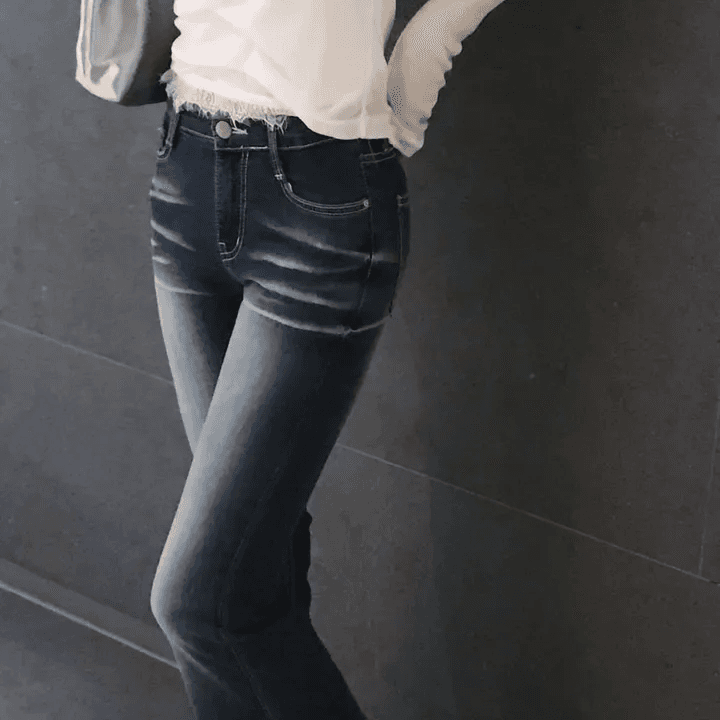 어두운 색 워싱 부츠컷 타이트 디스플레이 다리 길이 청바지 상세 이미지 15