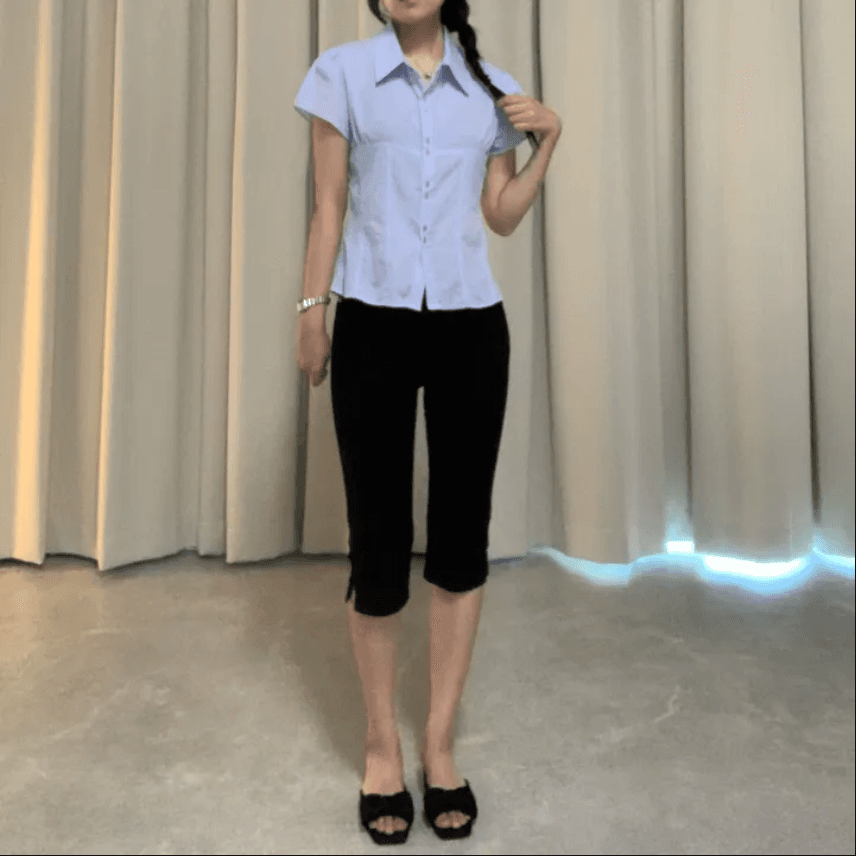 지금 다용도 capri 하이웨이스트 신축성 바지 여성 주머니 7부 바지 타이트 캐주얼 바지 상세 이미지 6