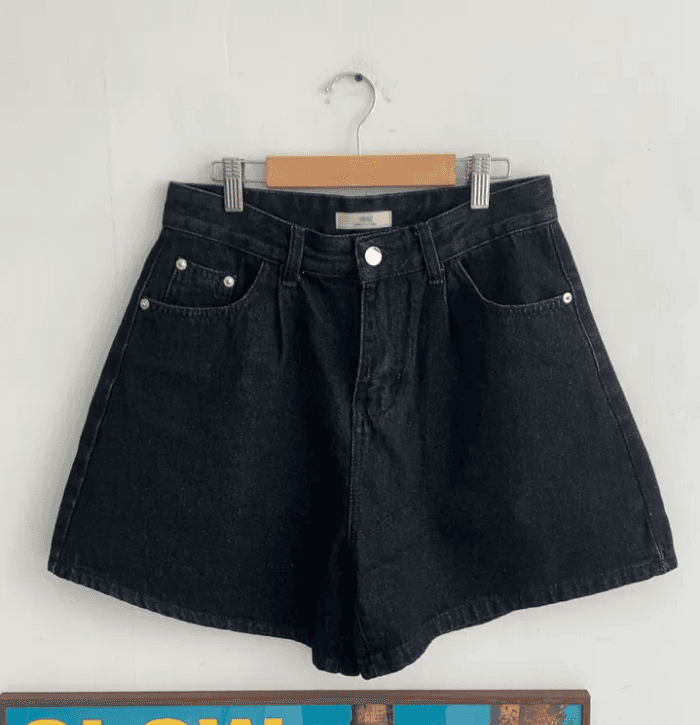 지금 4 색 하이웨이스트 한 마디 바늘 Pleat 데님 반바지 상세 이미지 40