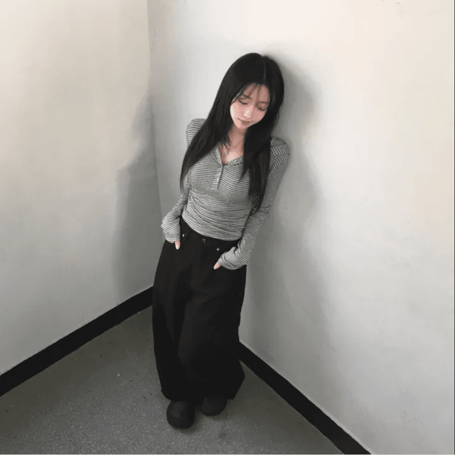 지금 주머니 카모플라주 뜨거운 느긋한 바람 디자인 센스 마 오래된 워싱 데님 바닥 청소 긴 바지 상세 이미지 3