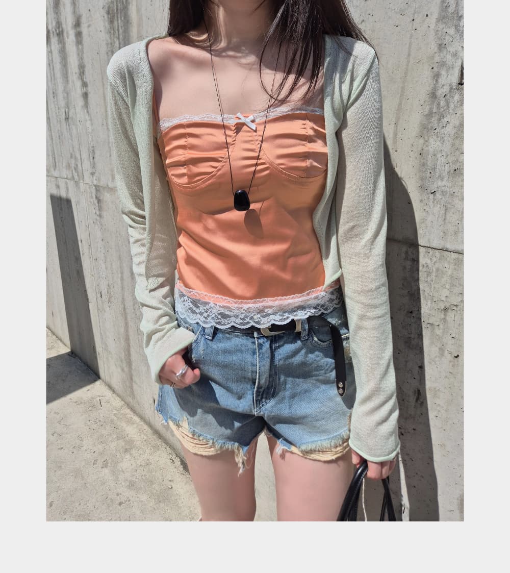 지금 삼색 피해를 주다 찢어진 부분 거친 가장자리 넓은 다리 데님 반바지 상세 이미지 12